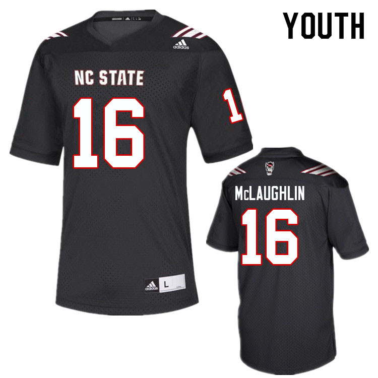 Youth #16 Aaron McLaughlin NC State Wolfpack College Football Jerseys Sale-Black - Click Image to Close